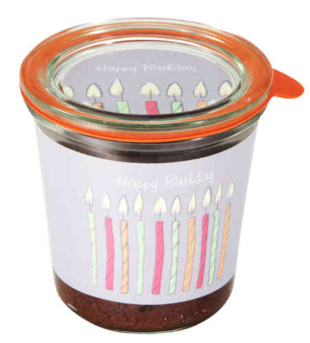 Geburtstag 'Kerzen' Kuchen im Glas 290ml